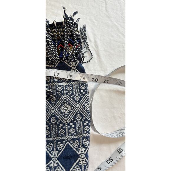 Twig & Arrow BOHO Woven Beach Weekend Tote Bag Fringe Beaded Red White & Blue - Picture 9 of 11